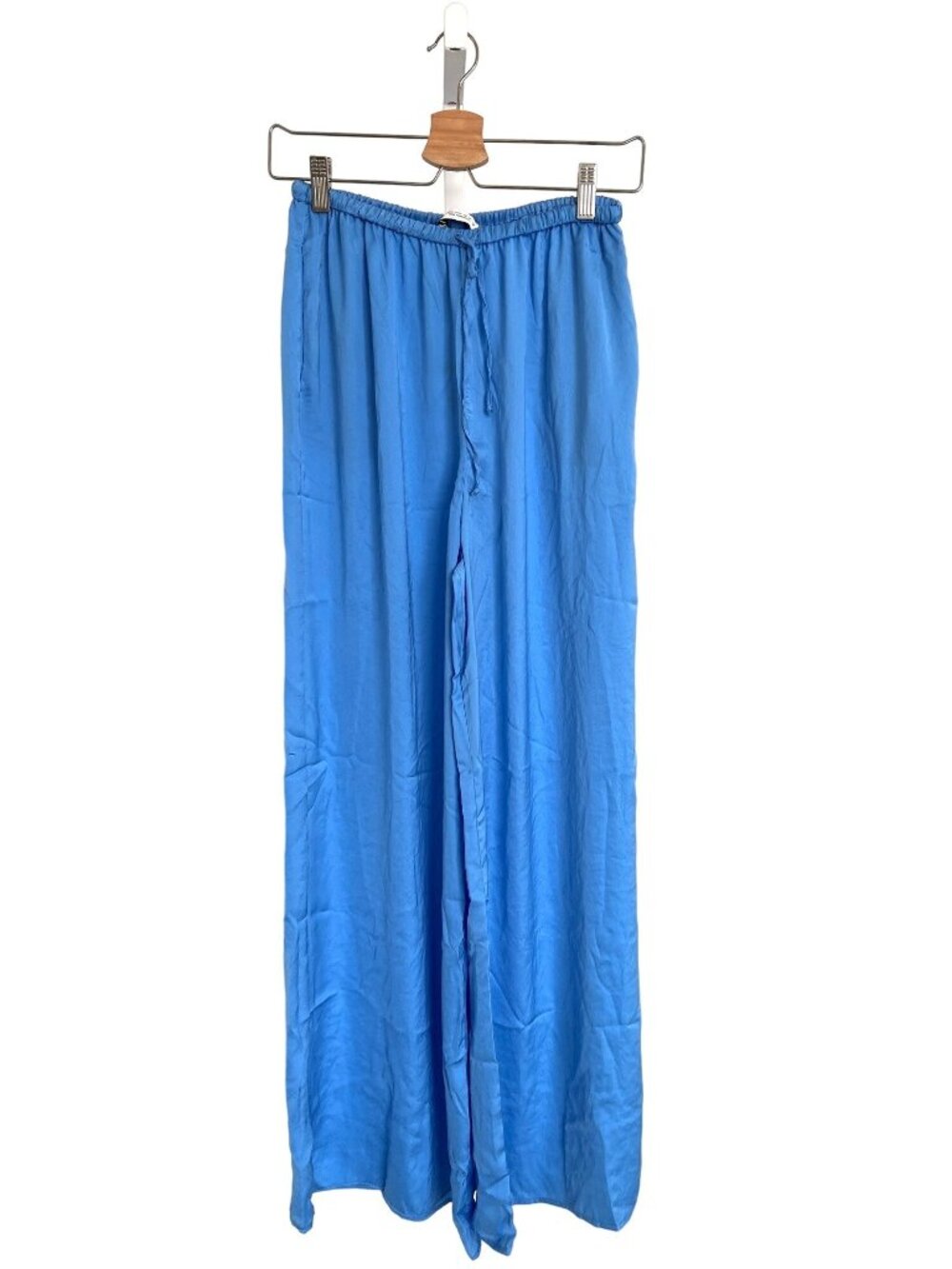 Zara Extra Wide-Leg Palazzo Light Blue Silky Pants